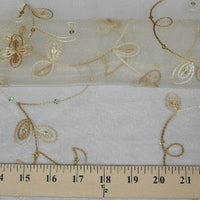 Embroidered Flower Sequins Organza LIGHT GOLD EM-6