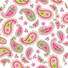 Paisley Charmeuse Satin HOT PINK JADE "Last piece measures 25 inches"