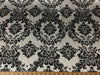 Damask Black White Charmeuse Satin