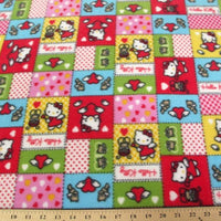 Anti-Pill Hello Kitty Patchwork Red Multi Colored Fleece A45