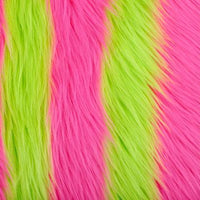 Striped Shaggy Fur HOT PINK/LIME SF-3