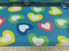 Premium Anti-Pill Hearts on Turquoise Fleece B99