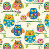 Premium Anti-Pill Owls On Ivory Fleece 512