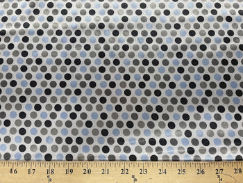 Polka Dot Charmeuse Satin Baby Blue Silver SP-1