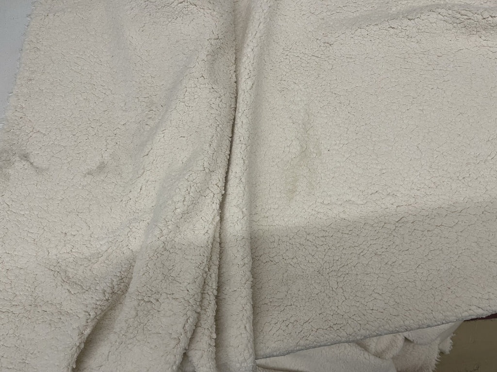 FLAWED Minky Sherpa Lambs Wool IVORY "FLAWED DIRT MARKS"