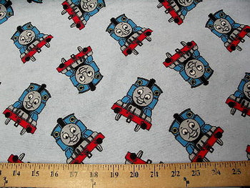 Light Blue Thomas Train Flannel