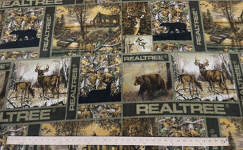 Anti-Pill Real Tree Camo Patch Deer Bears Fleece 1428