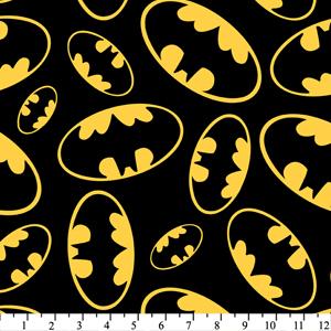 Anti-Pill Batman Flying With Logos Fleece 231 "LAST PIECE MEASURES 1 YAD 18 INCHES"
