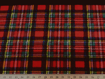 Premium Anti-Pill Stewart Plaid Red Fleece 250
