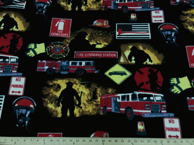 Anti-Pill Fire Fighter Trucks Collage Fleece 251