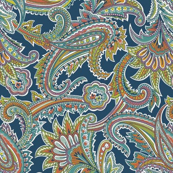 Premium Anti-Pill Radiant Paisley Teal Fleece 272