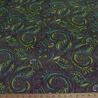Premium Anti-Pill Paisley Lime On Gray Fleece 316