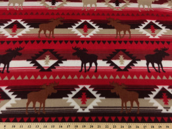 Anti-Pill Moose Crossing Red 397