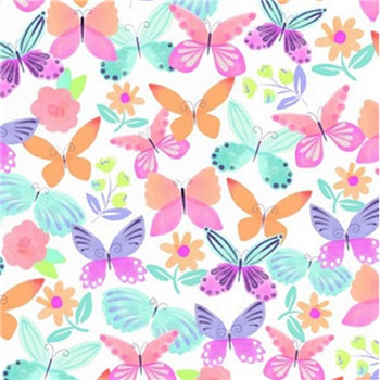 Premium Anti-Pill April Butterfly White Fleece 454