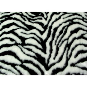 Zebra Long Pile Minky Fur WHITE