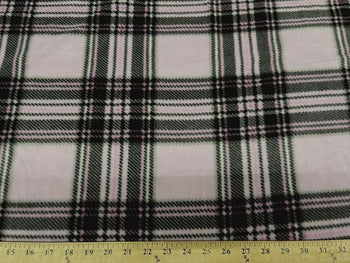 Premium Anti-Pill Stewart Plaid Pink Fleece 496