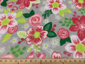Anti Pill Ventura Floral Gray Fleece 555