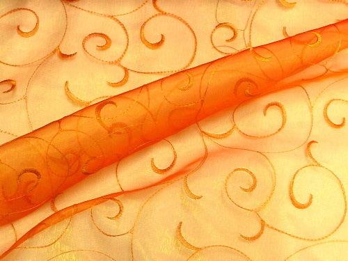 Embroidered Organza Orange