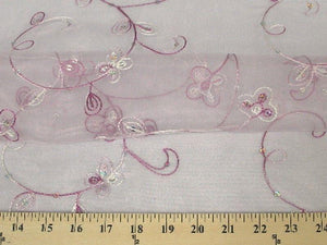 Embroidered Flower Sequins Organza LAVENDER EM-12