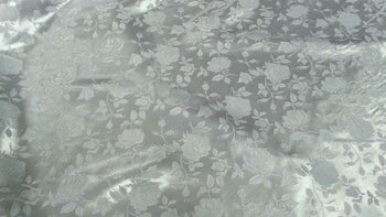 Floral Satin Brocade White