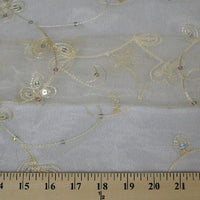 Embroidered Flower Sequins Organza IVORY EM-9