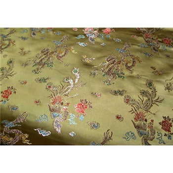 Chinese Satin Dragon/Phoenix Brocade Dark Gold