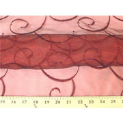 Embroidered Swirl Sequins Organza BURGUNDY RED EM-25