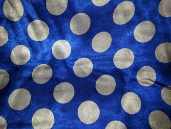 Polka Dot Charmeuse Satin ROYAL BLUE WHITE SP-113