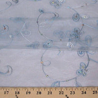 Embroidered Flower Sequins Organza SKY BLUE EM-11