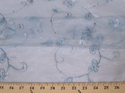 Embroidered Flower Sequins Organza SKY BLUE EM-11