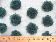 Rose Bud Chiffon Mesh Teal