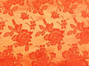 Floral Satin Brocade Medium Orange