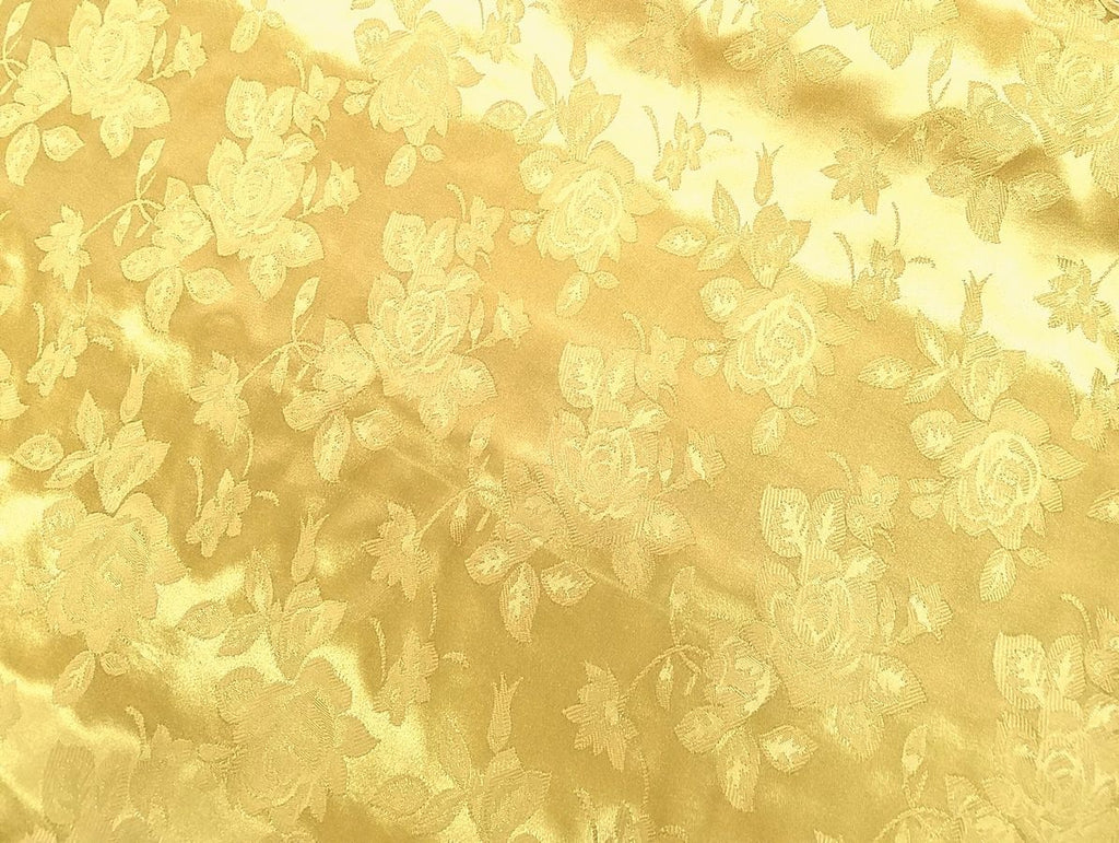 Floral Satin Brocade Medium Light Gold