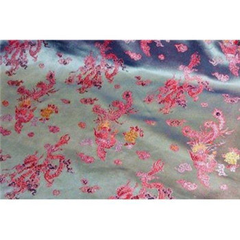 Chinese Satin Dragon/Phoenix Brocade Silver Blue