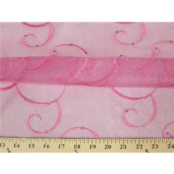 Organza Swirl - Fabric by the yard - Orange/Fuchsia