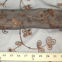 Embroidered Flower Sequins Organza BROWN EM-8