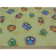 Premium Anti-Pill Owls On Yellow Fleece 66