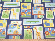 Premium Anti-Pill Animal Portraits On Blue Fleece 68