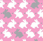 Premium Anti-Pill Bedtime Bunny Grey Pink Fleece 755