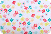 Misc Minky Cuddle Prints WHITE CORAL RETRO DAISY