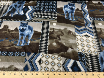 Anti Pill Southwest Wolves Fleece A14