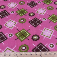 Anti-Pill Floral Squares Hot Pink Fleece A87