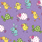 Premium Anti-Pill Farm Animals Purple Fleece B41