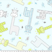 Premium Anti-Pill Baby Giraffe Blue Fleece B980