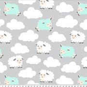 Premium Anti-Pill Sleepy Sheep Gray Aqua Fleece B981 "LAST PIECE MEASURES 1 YARD 28 INCHES"