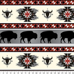 Premium Anti-Pill Buffalo Tribal Red Gray Fleece B985