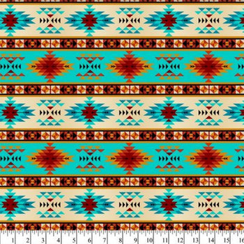 Tribal Stripe Turquoise Rust Fleece B990