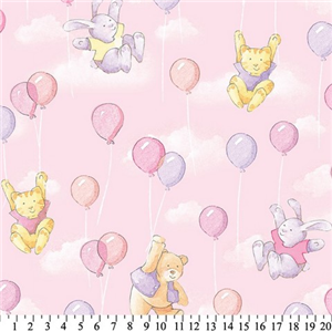 Premium Anti-Pill Balloons Bears Bunny Cats Pink Fleece 437