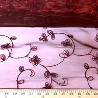 Embroidered Flower Sequins Organza BURGUNDY EM-13B
