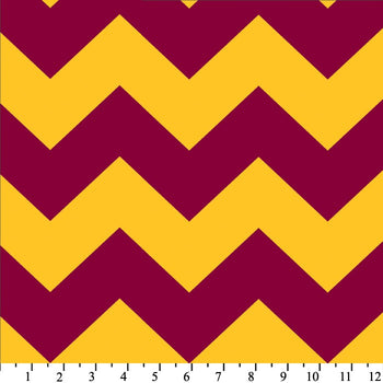 Premium Anti-Pill Chevron Stripes Burgundy Gold Fleece 510